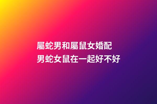 屬蛇男和屬鼠女婚配 男蛇女鼠在一起好不好